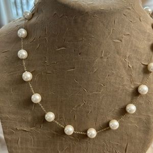 Pearl Necklace 925 Sterling Silver Gold Tone